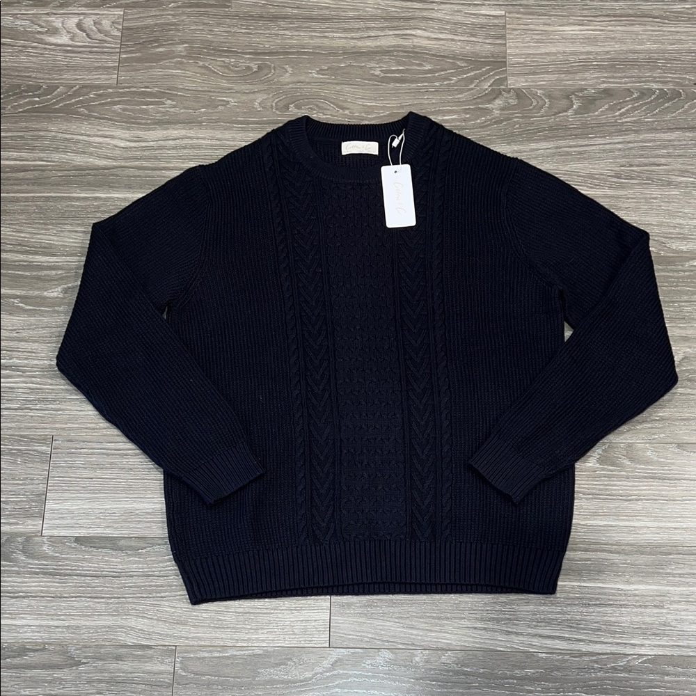 Cotton & Co Navy Cable Knit Sweater